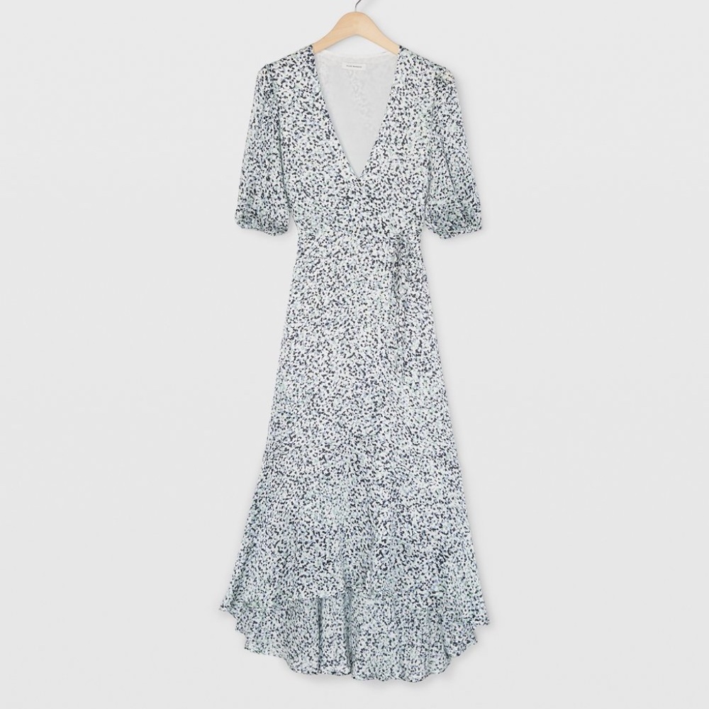 Club Monaco Easy Midi Wrap Dress in Green Multi NWT
